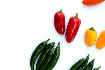 Chili peppers on a white background.