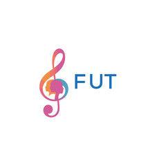 Obraz premium FUT “Colorful music logo with human faces and treble clef design” FUT Later Logo, “Abstract music school logo with people and melody icon” 