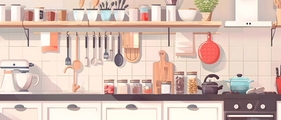 set of kitchen utensils in a kitchen