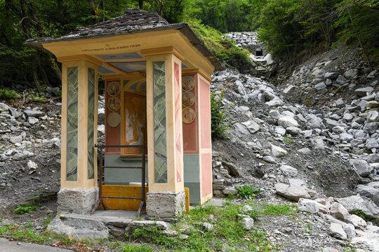 Landslide at Fontana on Bedretto valley in Switzerland