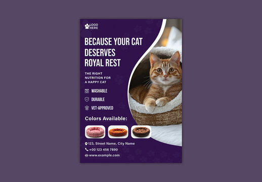 Cat Grooming Services Editable Flyer with Cute Kitten and Gentle Touch Promotion for Pet Wellness and Soft Fur Care.