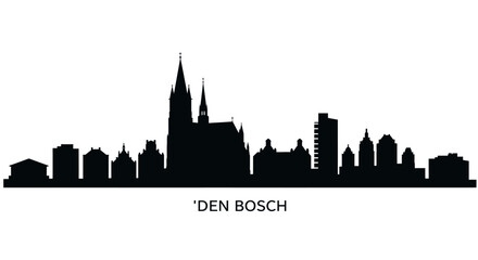 Fototapeta premium Den Bosch Skyline Vector Black White.