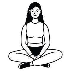 Woman sitting cross legged with hands clasped meditation yoga