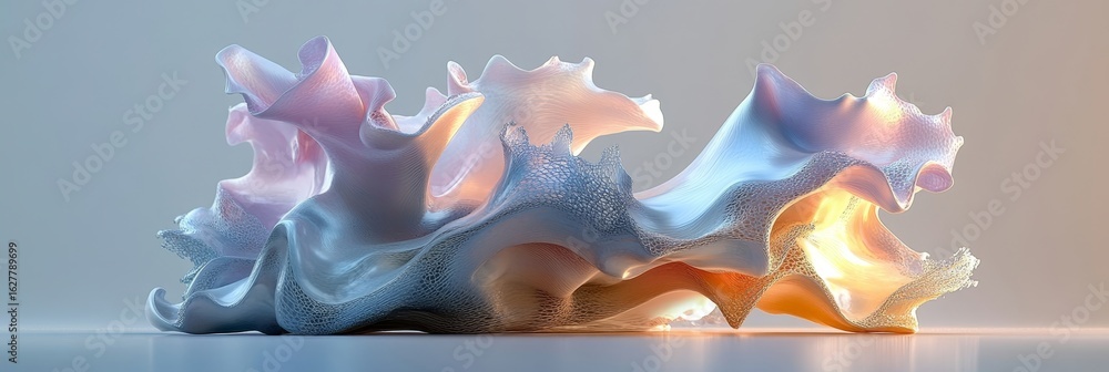 Aufkleber abstract motion waves design in soft blue monochromatic tones with gentle fluid gradient waves