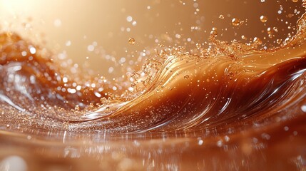 Abstract Swirls of Chocolate and Caramel with Glossy Bubbles