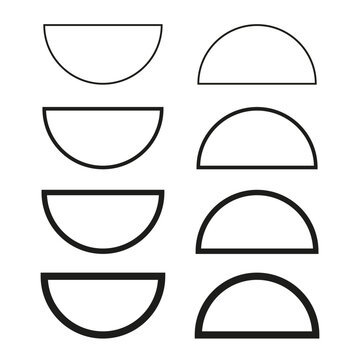Semicircle outlines set. Simple arch shapes. Bold line Vector. Minimal
