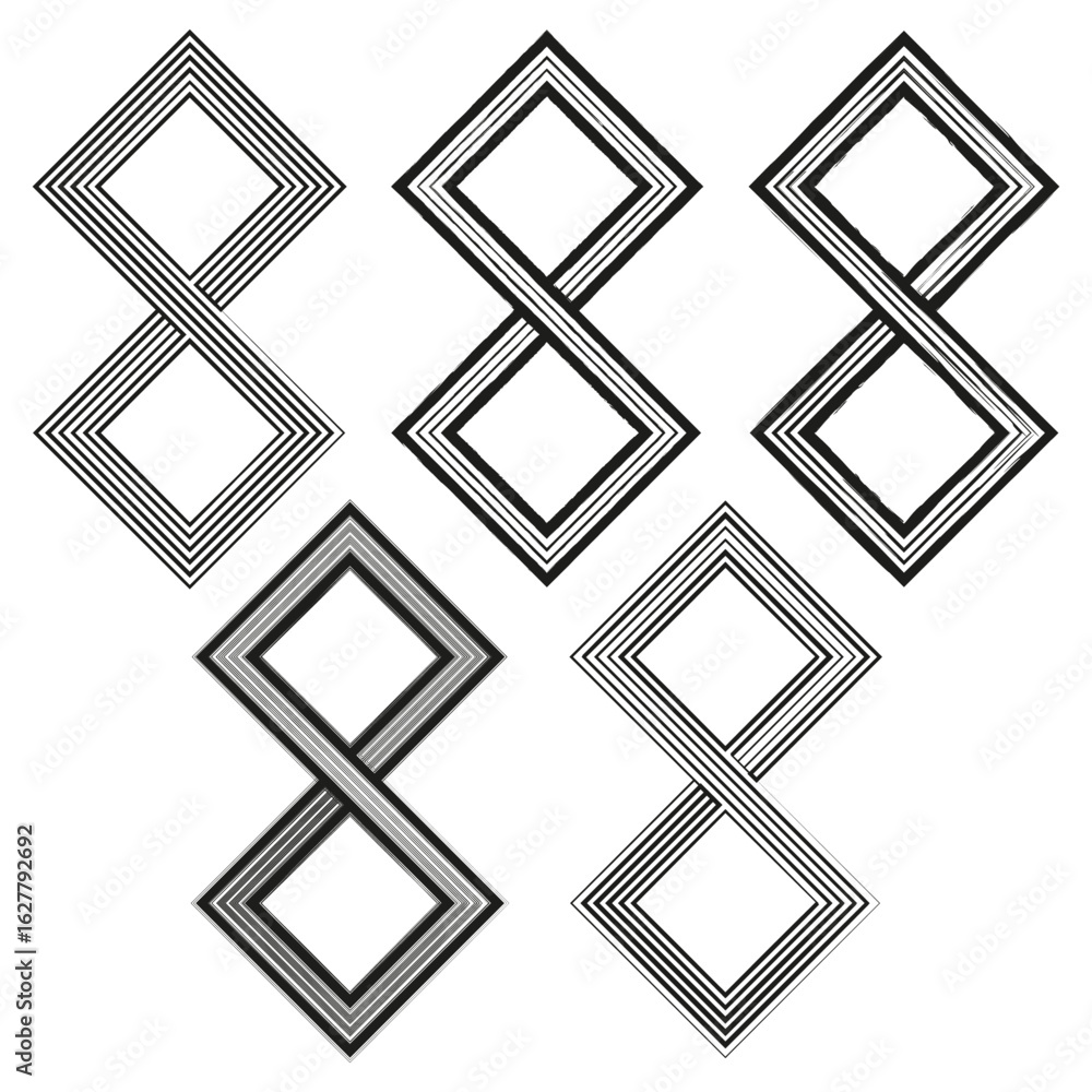 Poster diamond loop icon. infinity shape motif. vector line lattice. minimal