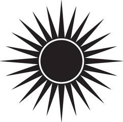 Sunlight Silhouette in Black | Radiant Sun Rays Illustration Icon