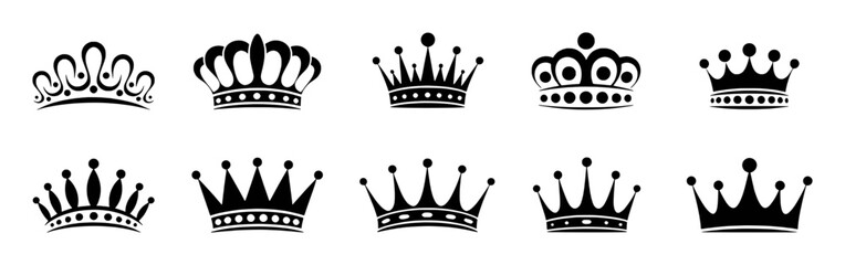 Royal crowns collection black graphic design elements regal king © ThephotoLab
