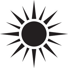 Sunlight Silhouette in Black | Radiant Sun Rays Illustration Icon