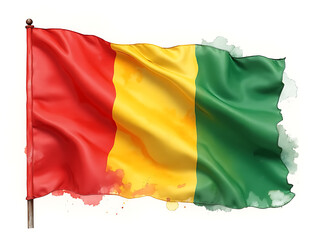 flag of mali with watercolor. water color flag. watercolor painting. national flag painting