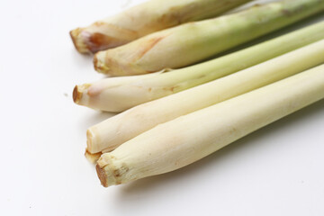 Fresh lemongrass on white background.