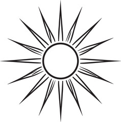 Sunlight Silhouette in Black | Radiant Sun Rays Illustration Icon