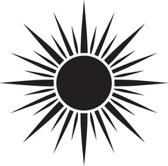 Sunlight Silhouette in Black | Radiant Sun Rays Illustration Icon