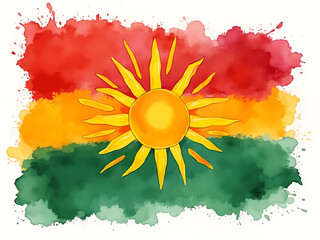 flag of mali with watercolor. water color flag. watercolor painting. national flag painting
