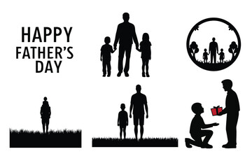 Father and children silhouettes celebrating father s day