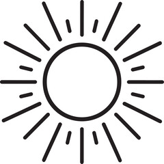 Sunlight Silhouette in Black | Radiant Sun Rays Illustration Icon