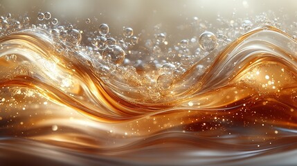 Abstract Swirls of Chocolate and Caramel with Glossy Bubbles