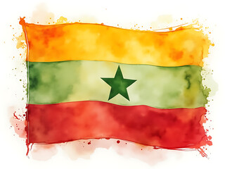 flag of mali with watercolor. water color flag. watercolor painting. national flag painting
