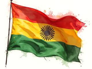 flag of mali with watercolor. water color flag. watercolor painting. national flag painting