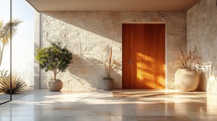 Contemporary Home Entryway with Natural Stone Accents
