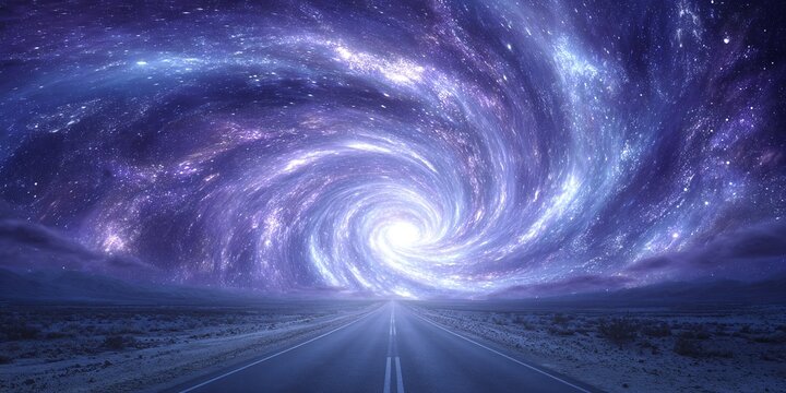 Camino hacia un vórtice galáctico brillante - Powered by Adobe