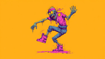 Fototapeta premium vector illustration of a dancing mummy 