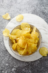 Homemade potato chips in a bowl