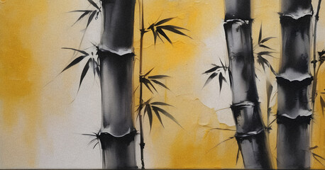 Golden Bamboo Watercolor Seasonal Decor Print