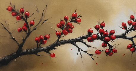 Abstract Watercolor Berries Stylish Home Decor Print