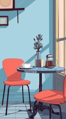 Obraz premium Cafe table geometric shapes design