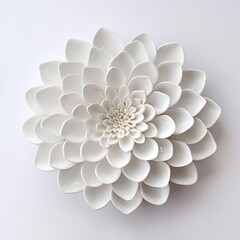 A large, detailed, white ceramic flower sculpture