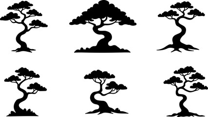 Bonsai Tree Silhouette Set" Vector Bundle