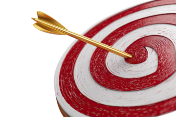 Gold arrow embedded in red and white target