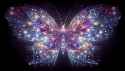 Mariposa fractal simétrica con brillo