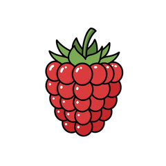 Vibrant red raspberry illustration, a symbol of fresh summer fruit and healthy eating concepts. Cartoon style vector icon isolated.