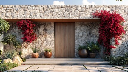 Contemporary Home Entryway with Natural Stone Accents