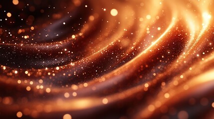 Abstract Swirls of Chocolate and Caramel with Glossy Bubbles