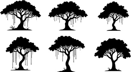 Bonsai Tree Silhouette Set" vector Bundle