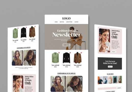 Modern Fashion Email Newsletter Template with Product Highlights