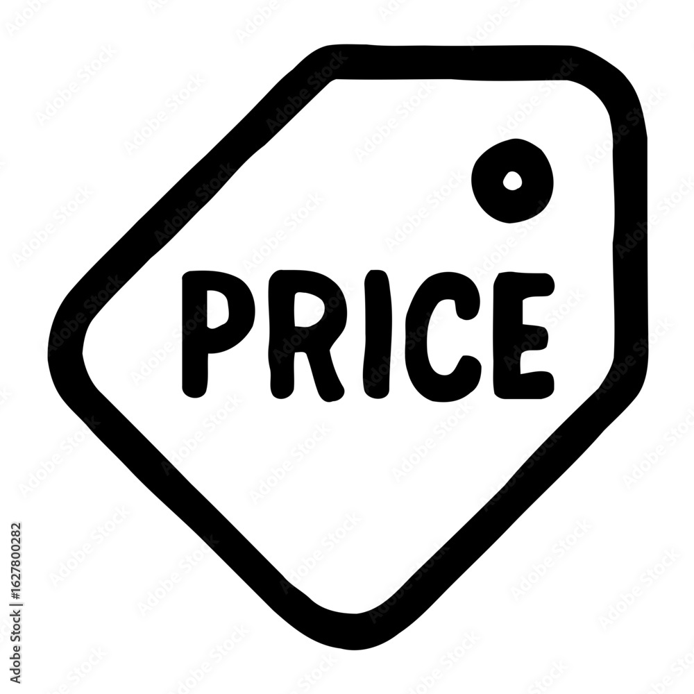 Poster simple handdrawn price tag element shape isolated black icon