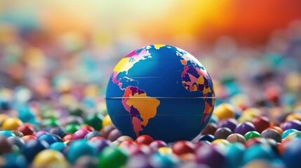 3D render, detailed, high quality, vibrant colors, earth globe, multicolored beads or marbles, macro, close up, seamless, mesmerizing, beautiful, cinematic lighting, photorealistic
