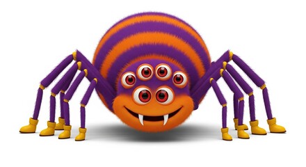 Adorable Fluffy Spider Character with Big Eyes