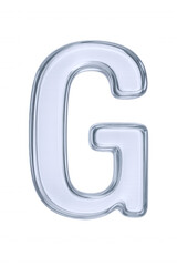 Glossy 3D Rendered Letter G with Translucent Blue and White Gradient, Isolated on Black