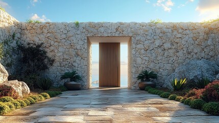 Contemporary Home Entryway with Natural Stone Accents