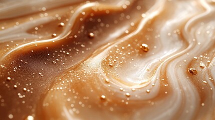 Abstract Swirls of Chocolate and Caramel with Glossy Bubbles