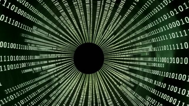 Abstract binary code tunnel visualization for future technology concepts