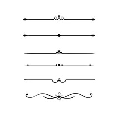 Vector illustration of decorative border and frame set.
Filigree calligraphic ornamental curls. Decorative retro design elements for menu, certificate diploma, wedding invatation card, outline text di