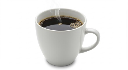 温かいコーヒーカップ 香ばしい香り漂う 朝の光が優しく輝く. AI Generated
