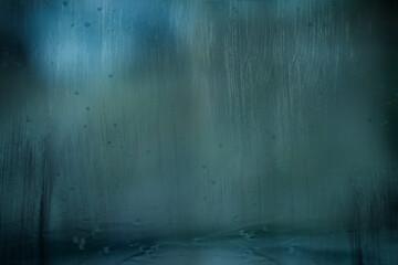eerie blurry Abstract condensation and water drops on foggy glass surface, foggy window background, spirit trying to reach out from afterlife, violence, nightmares, halloween horror